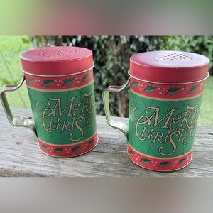 Festive Christmas vintage Salt and pepper shaker set